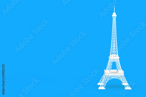 Fototapeta Naklejka Na Ścianę i Meble -  White Paris Eiffel Tower Statue. 3d Rendering
