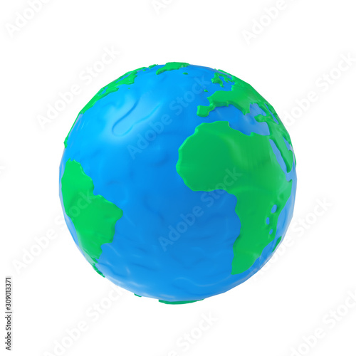 Fototapeta Naklejka Na Ścianę i Meble -  Earth Globe Modeling from Plasticine Blue and Green Clay. 3d Rendering