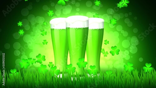 St Patrick’s Day background animations with concept of Clover leaf, Green beer, Gold Coins and coin pot, etc. which can be used in any St. Patrick’s day event promos, backgrounds.
