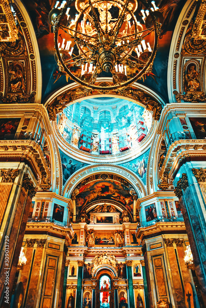 ST. PETERSBURG, RUSSIA FEDERATION - JUNE 29:Interior of Saint Isaac's Cathedral in St Petersburg, Russia . Picture takes in Saint-Petersburg, inside Saint Isaac's Cathedral  on June 29, 2012.