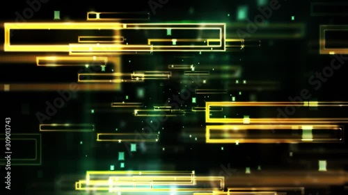 Blinking Data Squares floating around background animation suited for broadcast, commercials and presentations.