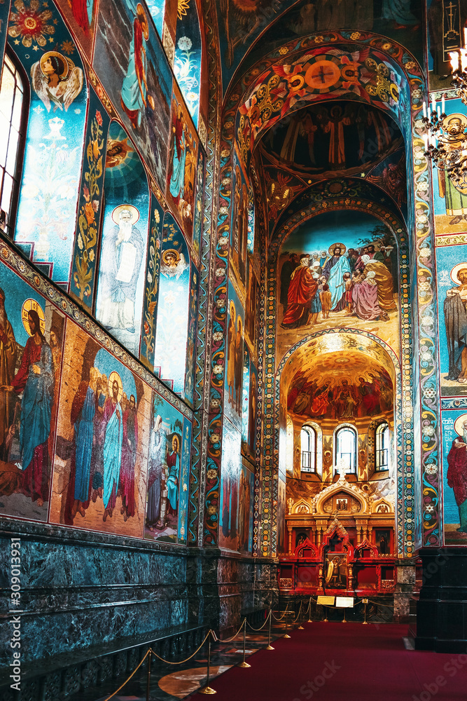 ST. PETERSBURG, RUSSIA FEDERATION - JUNE 29:Interior of Church Savior on Spilled Blood . Picture takes in Saint-Petersburg, inside Church Savior on Spilled Blood   on June 29, 2012.