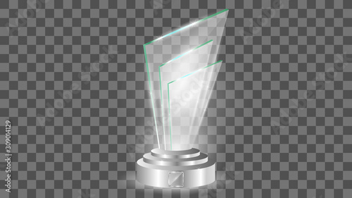 Glass Award template. isolated on transparent background. Vector blank glass trophy award