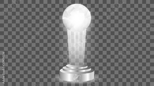 Glass Award template. isolated on transparent background. Vector blank glass trophy award