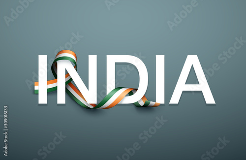 illustration festive banner with flag of The India isolated on a dark background. Card with flag Happy The India National republic Day 2020. picture banner January 26 of foundation Independence day