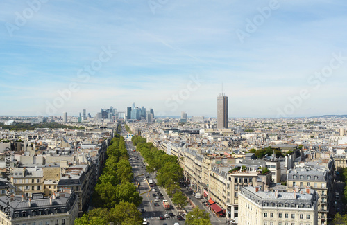 View northwest from Arc de Triomphe towards the Grande Arche
