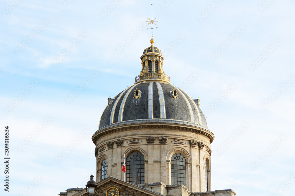 Ornate gilded dome of the French Institute in Paris