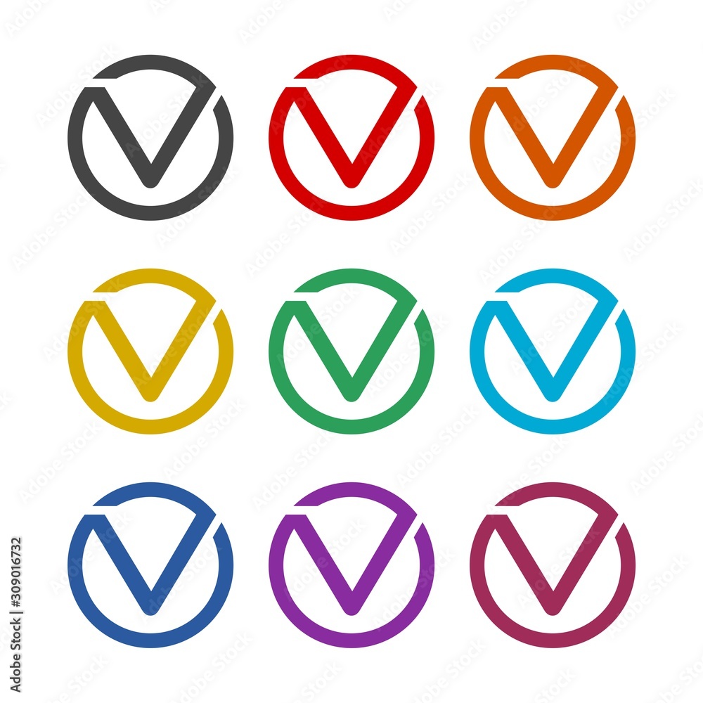 Creative Letter V Logo Design color icon set isolated on white background Creative Letter V Logo Design color icon set isolated on white background