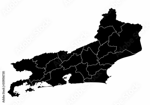 The Rio de Janeiro microregions map isolated on white background