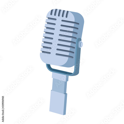 retro microphone icon, flat and colorful design