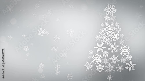 Holidays and Christmas Background animation with the concept of falling snowflakes and Christmas Decoration elements with the subtle snowy background 