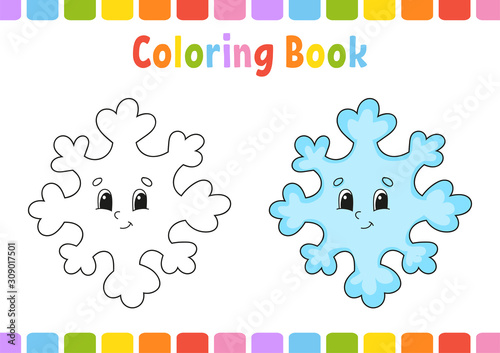 Coloring book for kids. Cheerful character. Vector illustration. Cute cartoon style. Fantasy page for children. Black contour silhouette. Isolated on white background.