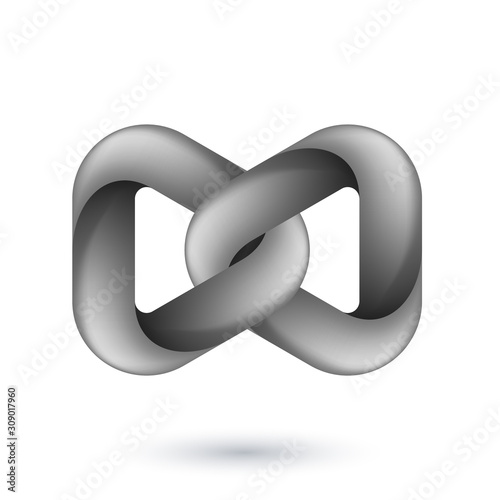 Abstract Model of Geometric Torus Knot Object. Illustration for Science, Digital or Biological Design on White Backdrop