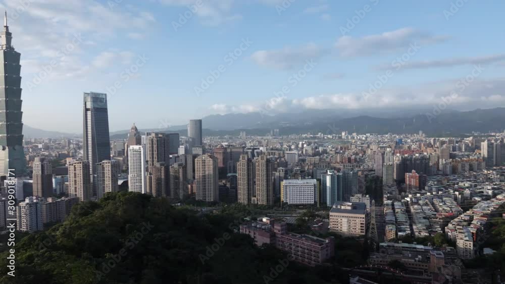 Taipei, Taiwan city skyline at sunset, pan camera movement. Shot in 4K Taipei, Taiwan city skyline at sunset, pan camera movement. Shot in 4K