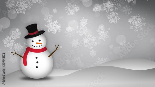 Holidays and Christmas Background animation with the concept of falling snowflakes and Christmas Decoration elements with the subtle snowy background 