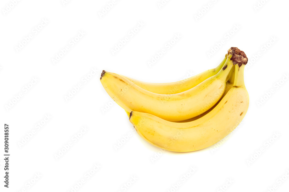 delicious ripe yellow bananas isolated on white