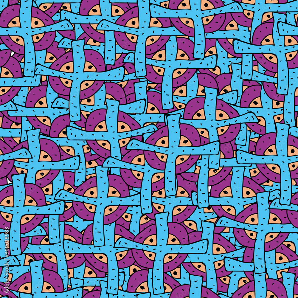 Obraz premium Multicolor abstract seamless background. Grunge texture with repeating elements. Chaotic color vector pattern