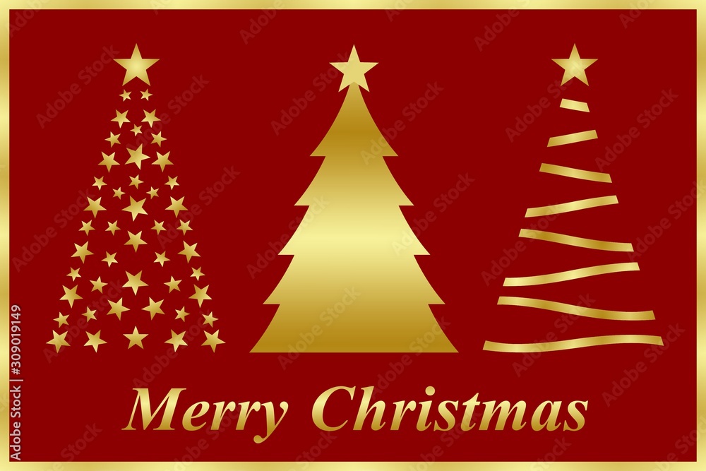 Felicitación de Navidad roja y dorada en inglés Felicitación de Navidad roja y dorada en inglés
