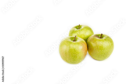 green ripe fresh apples isolated on white