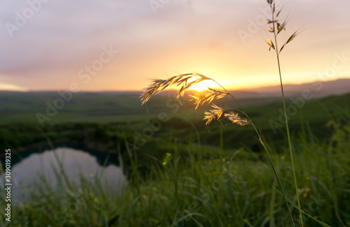 Beautiful view of the sunset at the lake