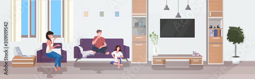 people discussing during meeting friends spending time together at home friendship communication concept modern living room interior horizontal full length vector illustration