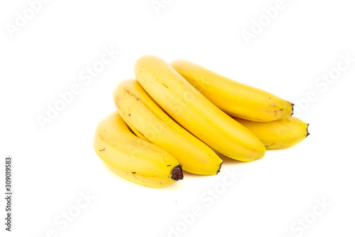 delicious ripe yellow bananas isolated on white