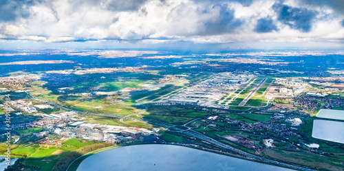Aerial view of Heathrow Airport in London, UK photo