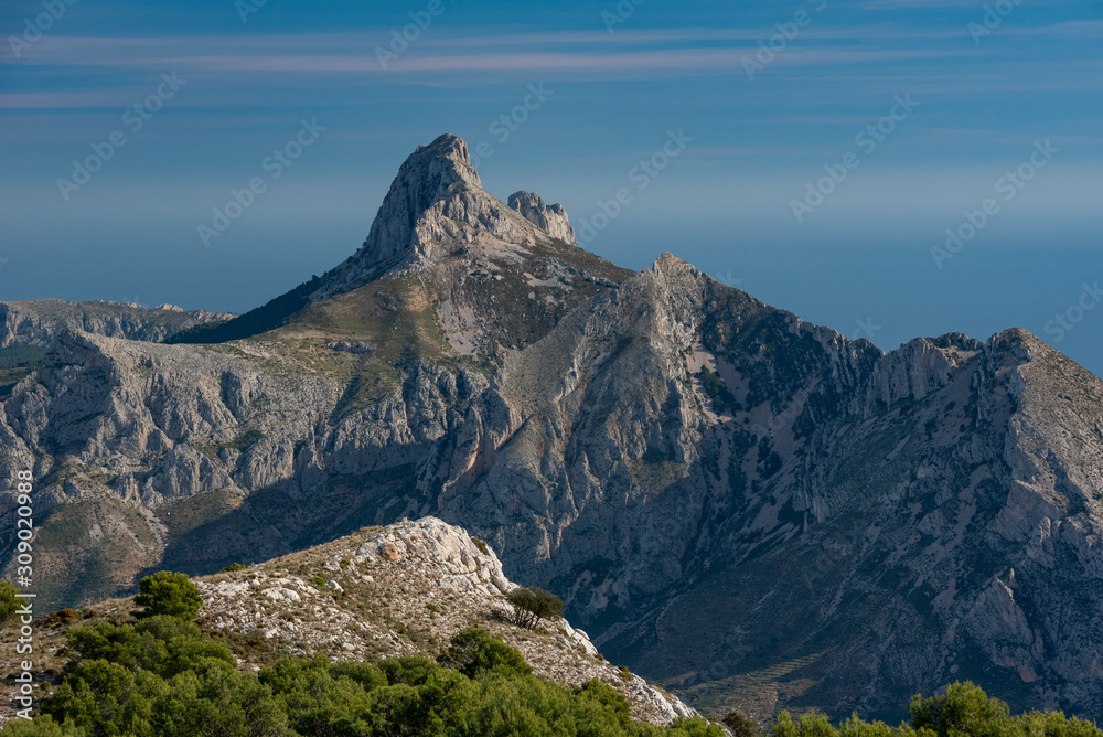 Bernia Mountain one of the most alpine mountain in Alicante province (1,128 msn), Alicante province, Costa Blanca, Spain Bernia Mountain one of the most alpine mountain in Alicante province (1,128 msn), Alicante province, Costa Blanca, Spain
