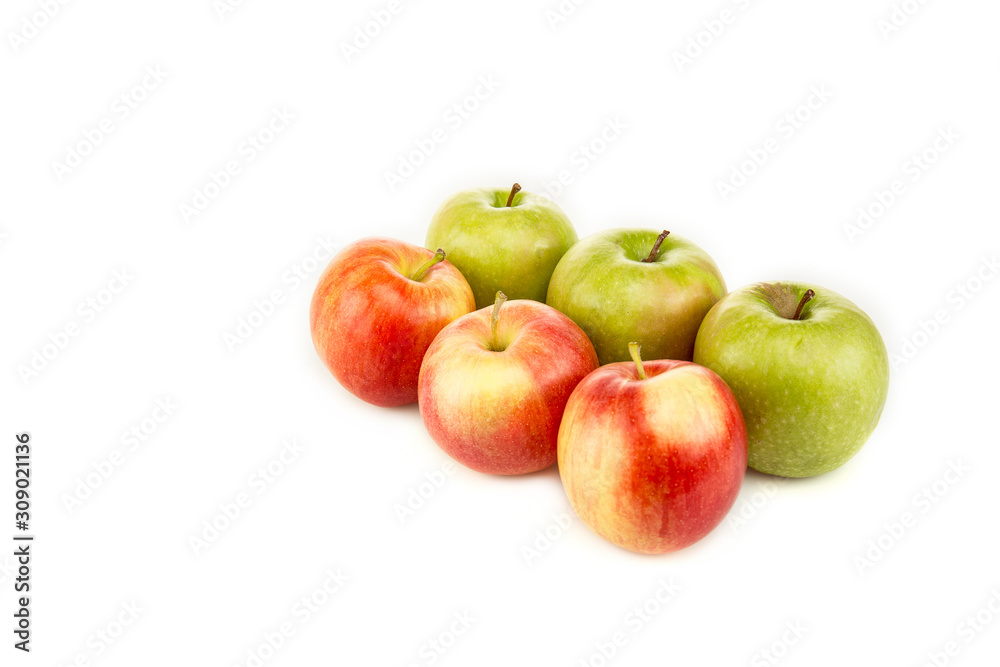 red and green ripe fresh apples isolated on white red and green ripe fresh apples isolated on white