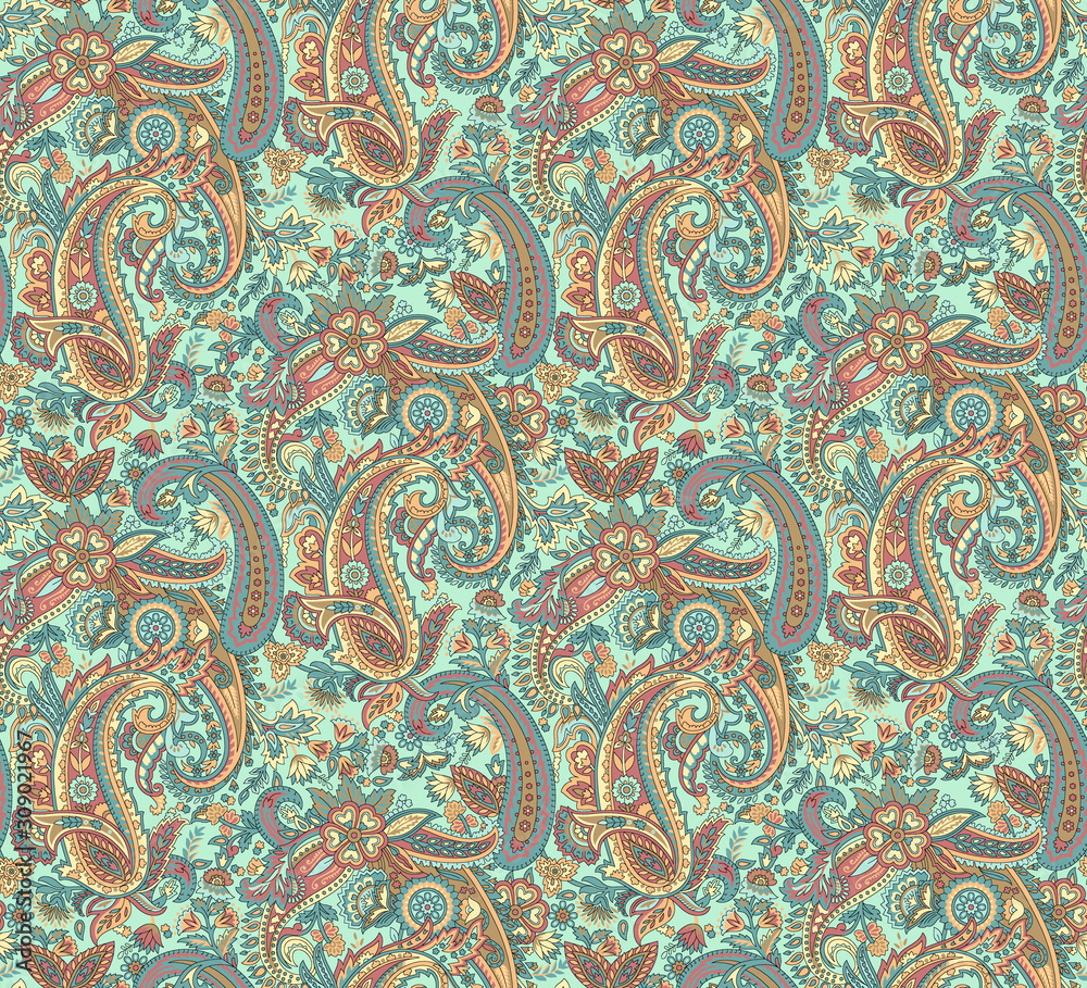 seamless traditional paisley floral background