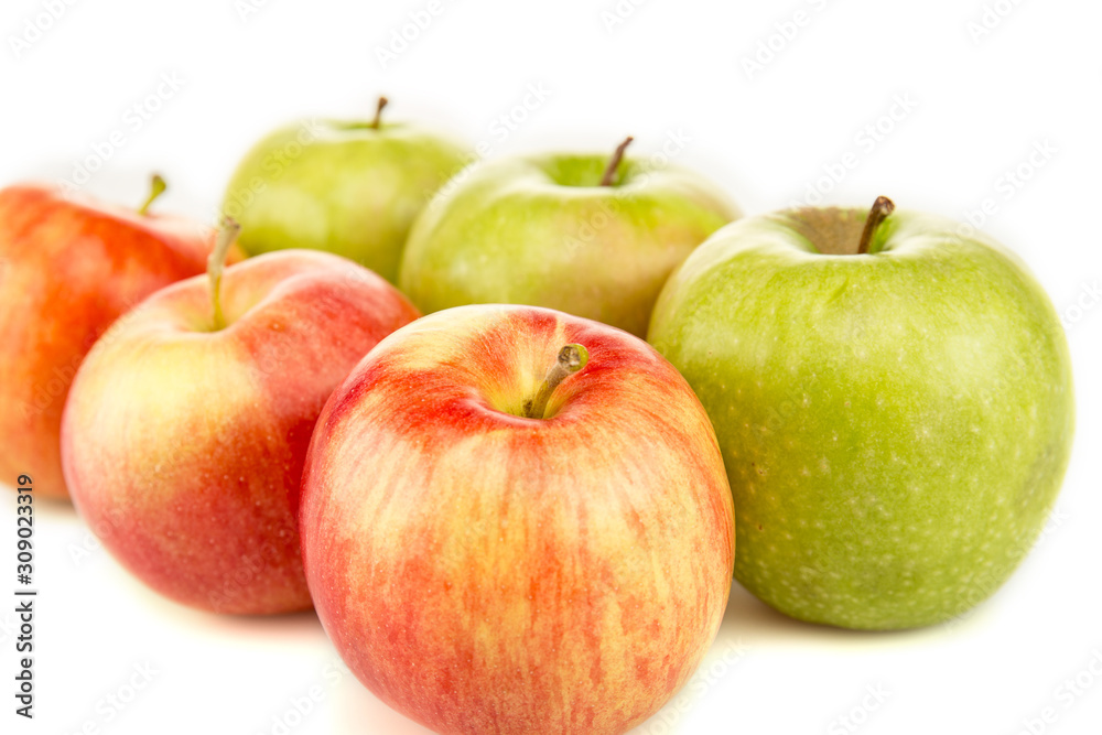 red and green ripe fresh apples isolated on white red and green ripe fresh apples isolated on white