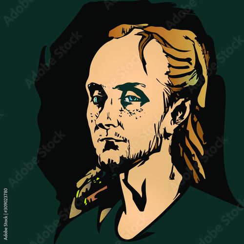 portrait of a fictional young man with dreadlock hair