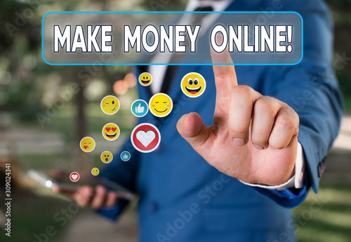 Writing note showing Make Money Online. Business concept for making profit using internet like freelancing or marketing