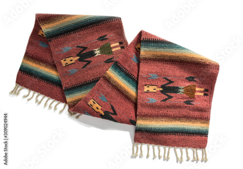 Typical mexican shawl on white background