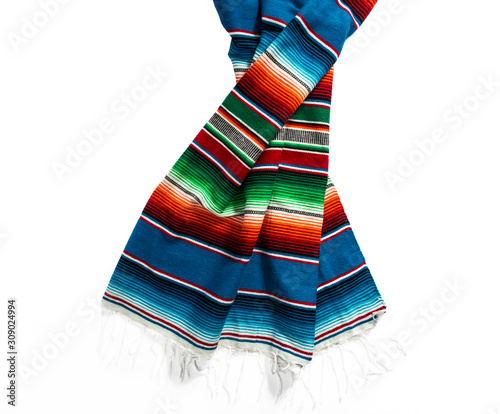 Fotografie Typical mexican shawl on white background