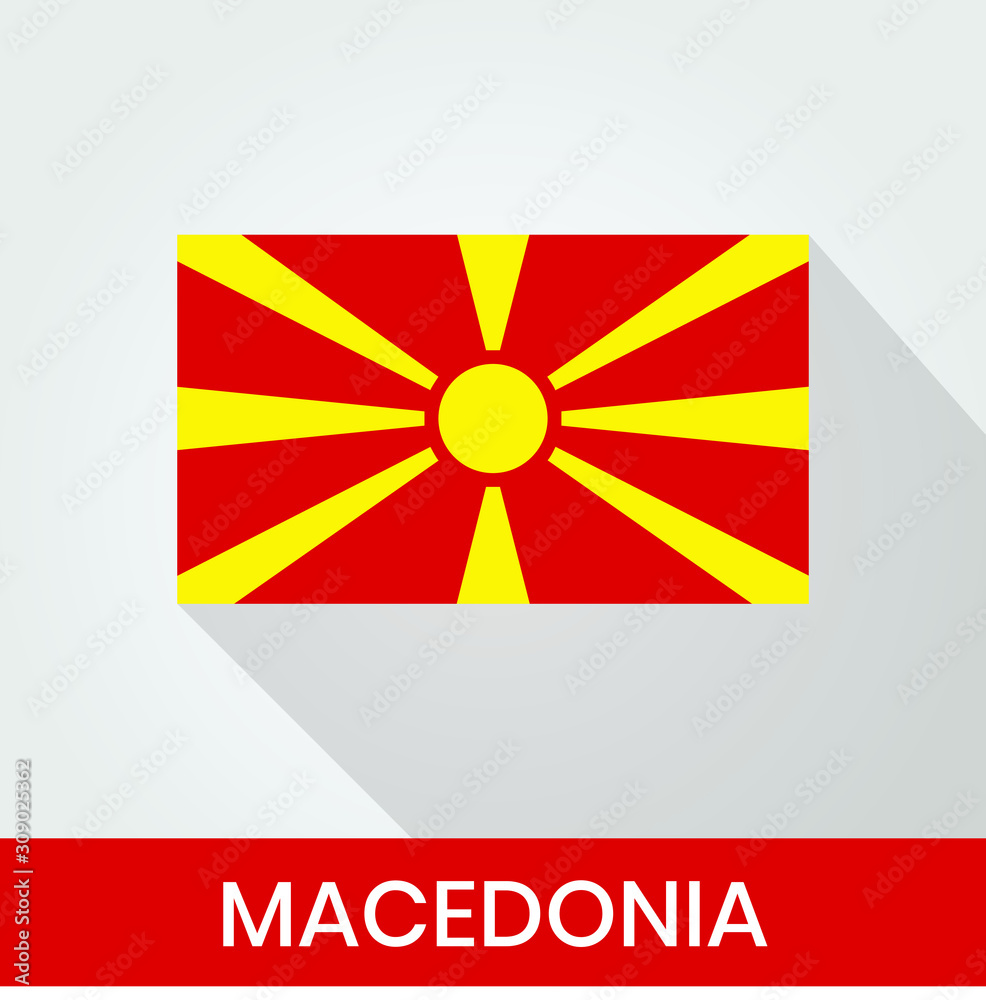 Flag of The Macedonia With Shadow