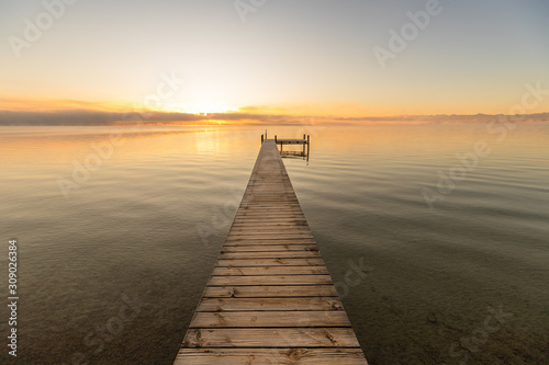 Sunset Starnberger See with Pier
