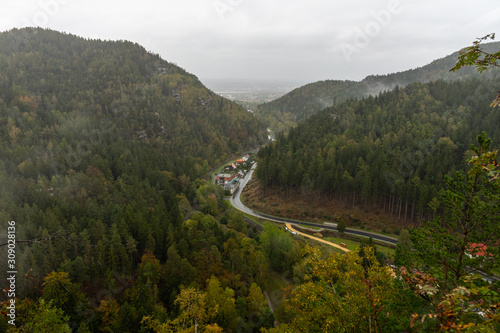 The Zittau Mountains and the old town of Oybin on the German border (Saxony) with the Czech Republic.