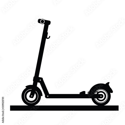 Silhouette of a modern electric scooter isolated on white background