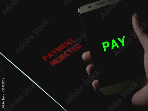 Contactless payment between smartphone and tablet pay cashless - payment rejected