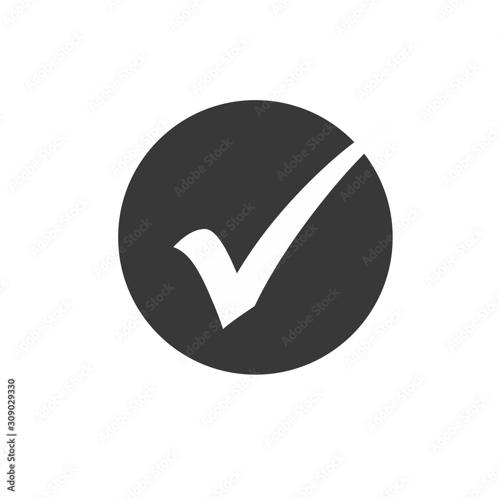 Check mark icon. Check button. Flat design style. Stock vector illustration isolated on white background. Check mark icon. Check button. Flat design style. Stock vector illustration isolated on white background.