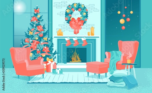 Merry Christmas Eve Interior for Home Living Room