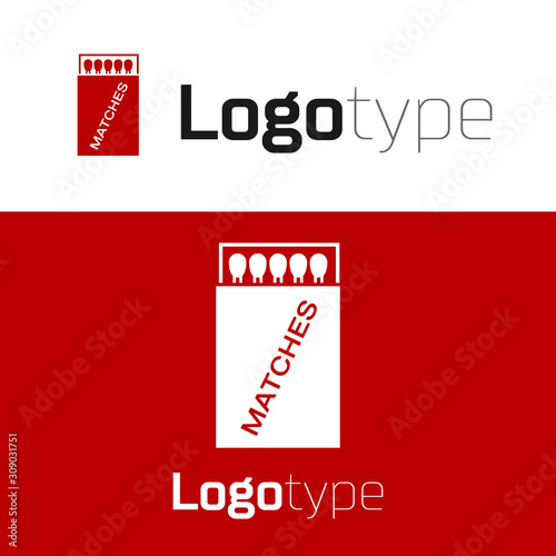 Red Open matchbox and matches icon isolated on white background. Logo design template element. Vector Illustration
