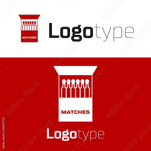 Red Open matchbox and matches icon isolated on white background. Logo design template element. Vector Illustration