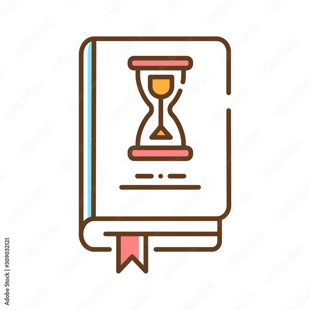 History book color line icon. The most significant events in history from  the dawn of civilization to the lightning-paced culture of today. Pictogram  for web page, mobile app, promo Stock Vector |