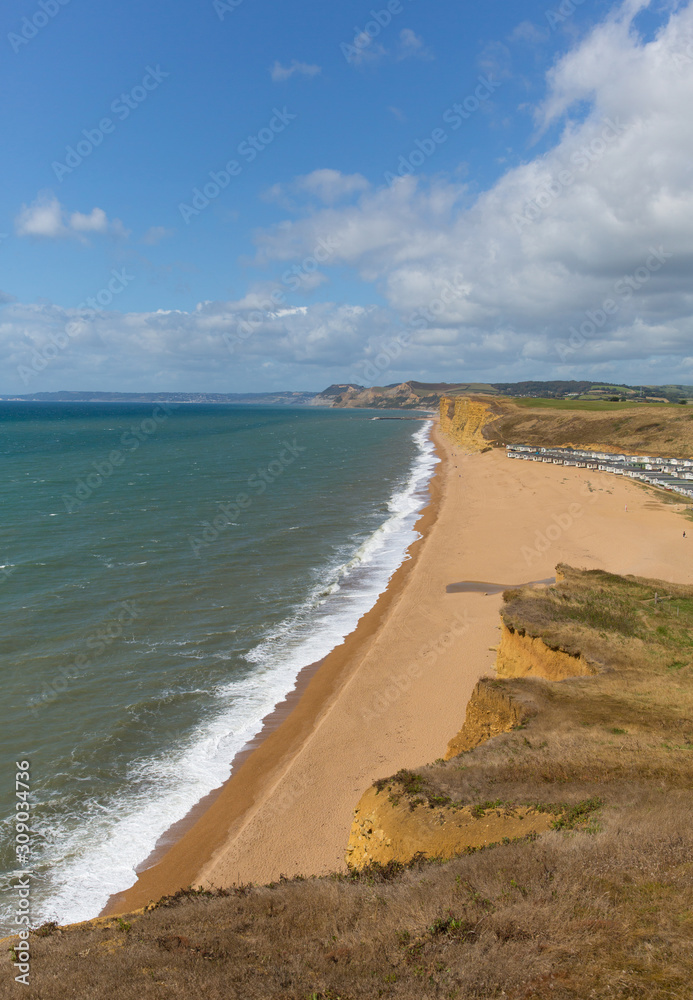 Freshwater beach Dorset Jurassic view towards West Bay and Golden Cap Freshwater beach Dorset Jurassic view towards West Bay and Golden Cap