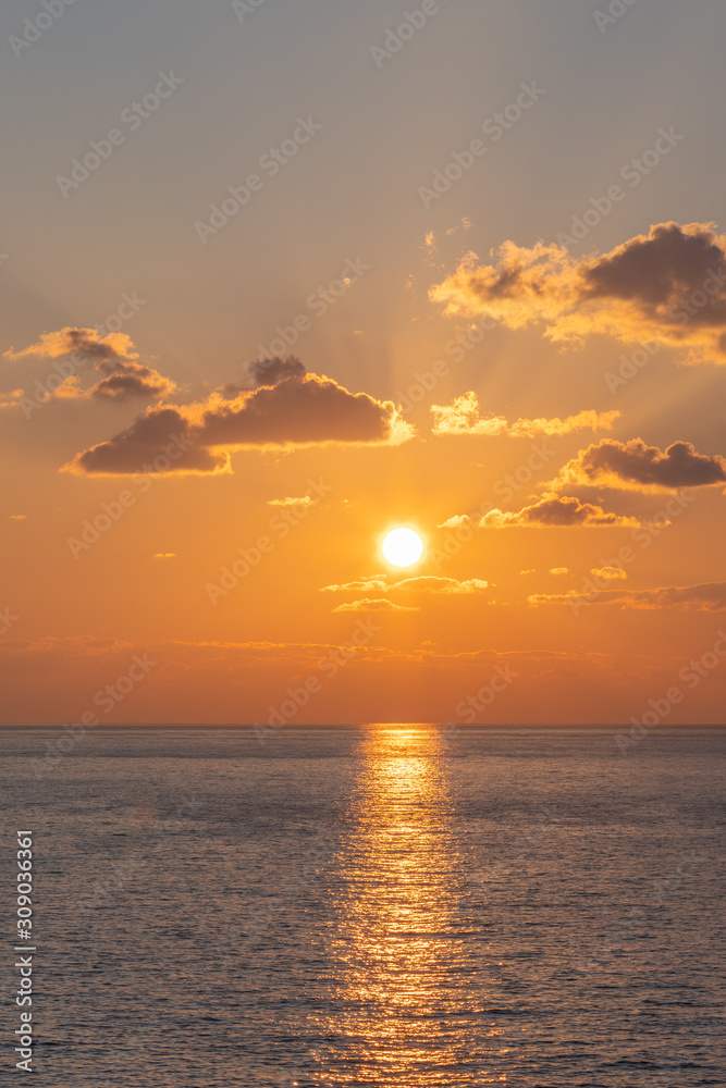 Sunset and sea. Nature background.