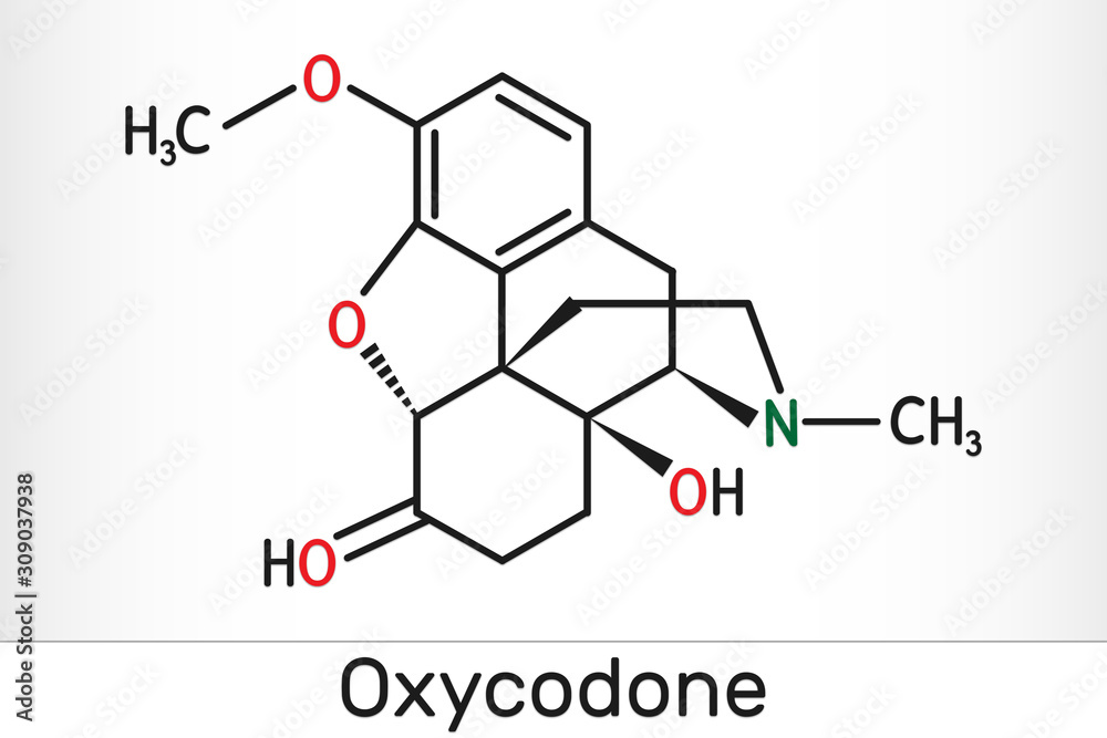 Oxycodone Molecule. It Is Semisynthetic Opioid Medication Used For ...