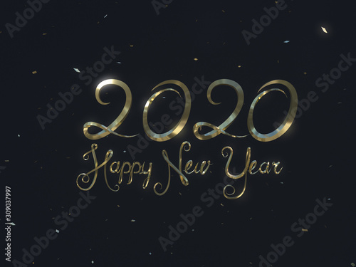 Happy new year 2020. 3d rendering.