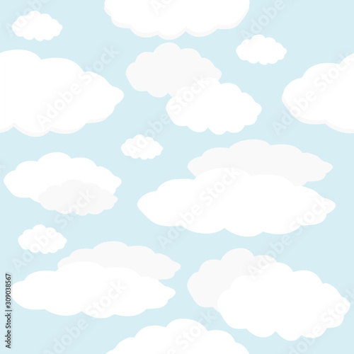 seamless background with clouds blue sky, clouds pattern vector drawing